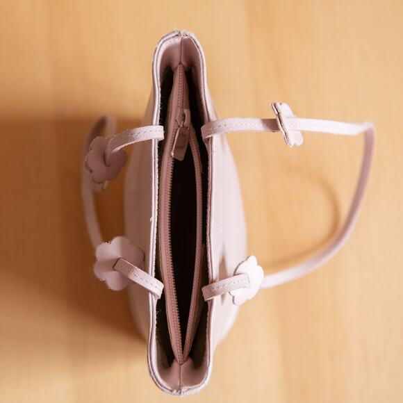 Furla Powder Baby Pink Mauve Lavender Shoulder Bag Leather Bucket Purse Vintage - Picture 11 of 15